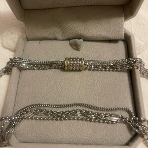 Four strand silver necklace with magnetic closure